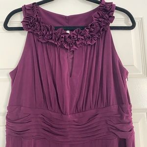 Dressbarn 14W Women's purple soft flowing dress with ruffle and ruching details